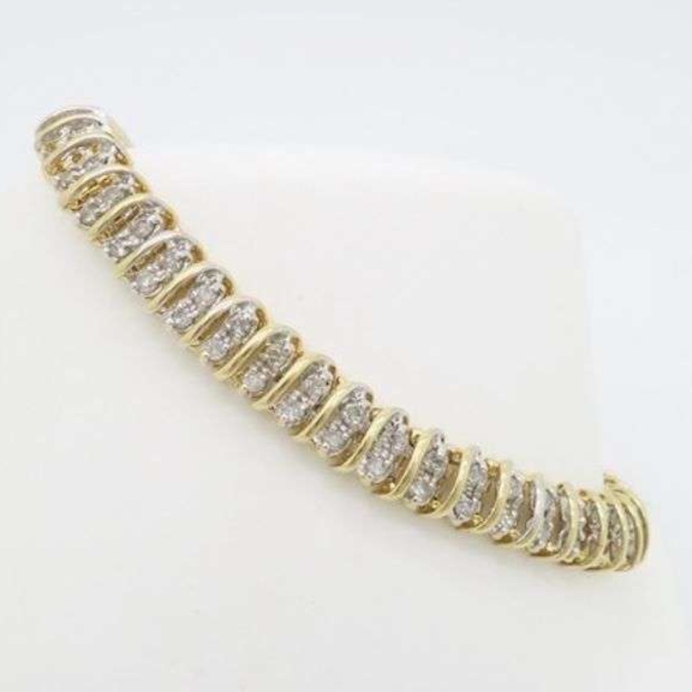Double Row Diamond Bracelet in Yellow Gold